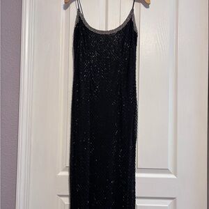 Black Beaded Slip Dress - NWT